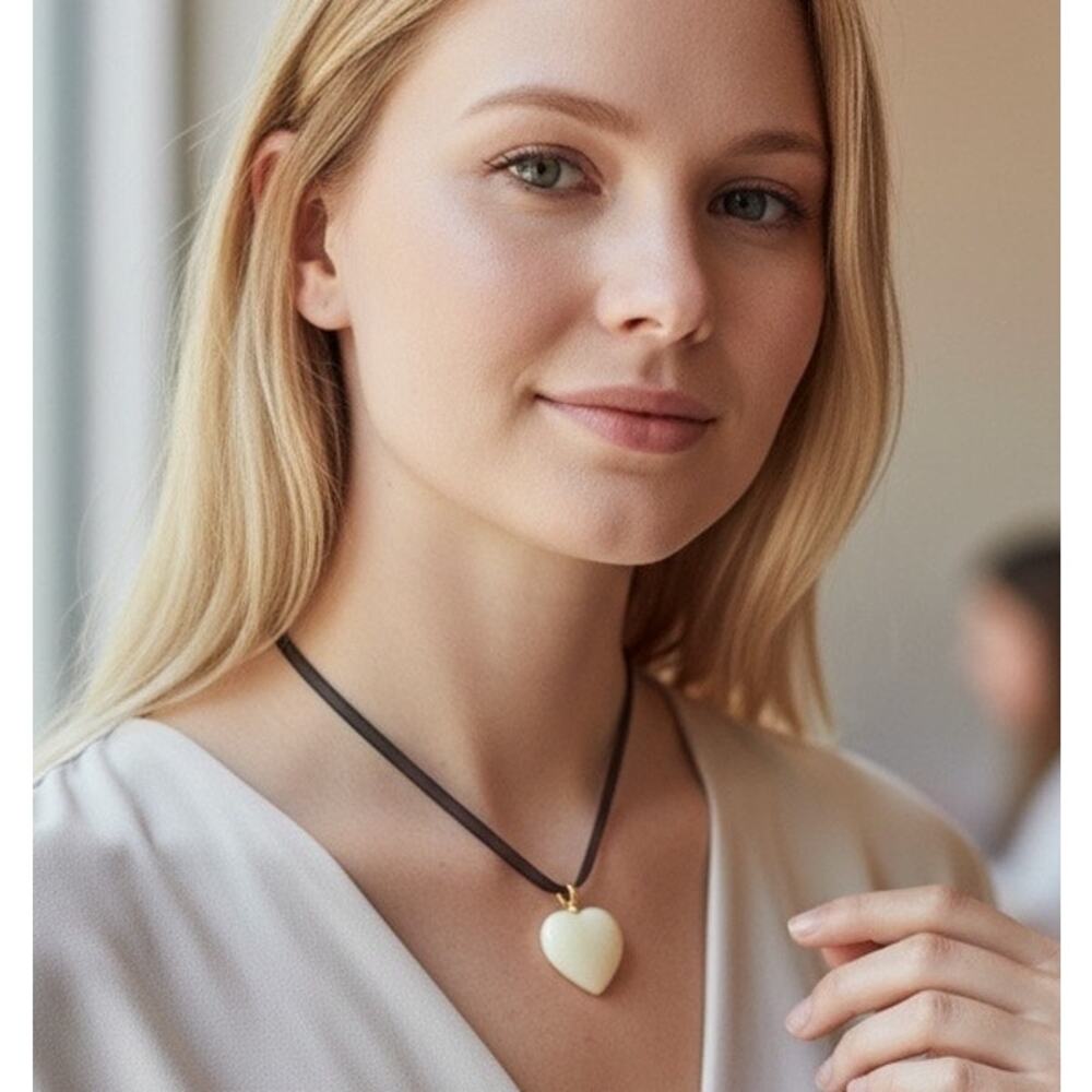Handmade/upcycled Stone Heart Pendant Necklace